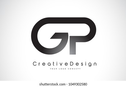 GP G P Letter Logo Design in Black Colors. Creative Modern Letters Vector Icon Logo Illustration.