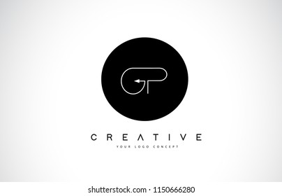 GP G P Logo Design with Black and White Creative Icon Text Letter Vector.