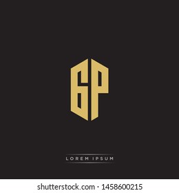 GP G P Logo Emblem Capital Letter Modern Template EPS 10 With Black Background