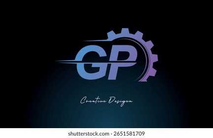 GP Gear Fusion Logo – Industrial Tech-Inspired Letter mark Futuristic Industrial Letter Mark Design for Technology and Engineering Brands.