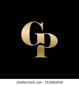 GP gold letters logo. Vector.