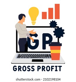 GP - Gross Profit acronym. business concept background.  vector illustration concept with keywords and icons. lettering illustration with icons for web banner, flyer, landing pag