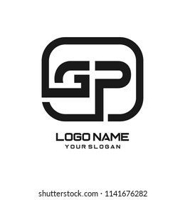 GP initial box letter logo template vector