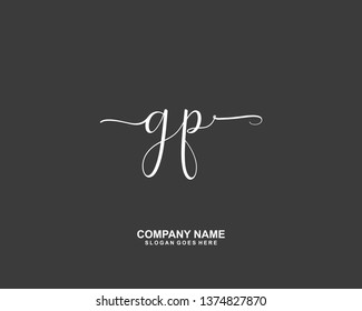 GP Initial Handwriting Logo Vector
