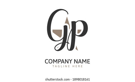 Gp Initial handwriting logo vector