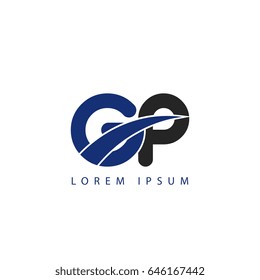 gp initial letter uppercase logo blue and black