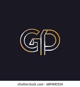 GP initial letters elegant logo golden silver black background