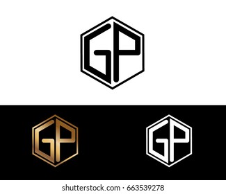 GP initial letters linked with hexagon shape logo
