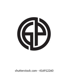 GP initial letters loop linked circle monogram logo