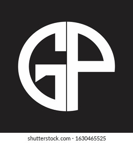 GP Initial Logo design Monogram Isolated on black and white