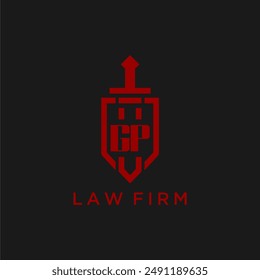 GP initial monogram for law firm with sword and shield logo image