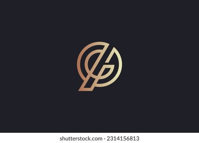 letra gp estilo línea circular diseño lujoso moderno creativo marca de oro diseño tipografía, gp golden typo, gp inicial