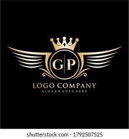 GP Letter Initial mit Royal Wing Logo Template.