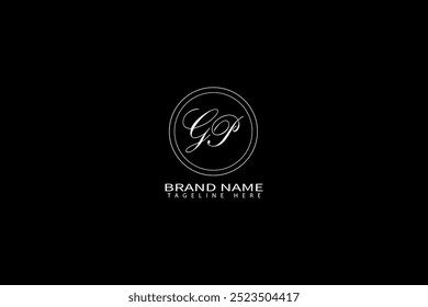 GP letter logo design. circle, triangle, hexagon, flat and simple style with white color variation letter logo set in one artboard. GP minimalist
