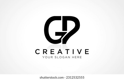 Plantilla de vectores de diseño con logotipo de letras GP. Alfabeto Letra Inicial Diseño De Logotipo GP Con Una Ilustración De Negocio De Reflexión Brillante.