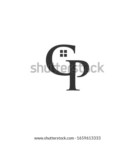 GP letter logo with a window symbol. logos for real estate companies. 