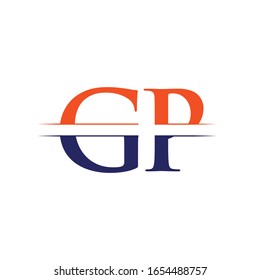 Plantilla vectorial de diseño de logotipo de tipo GP. Diseño del logotipo de letras abstractas GP