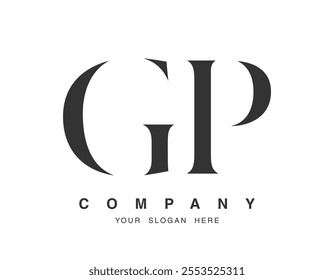 GP logo design. Initial letter g and p serif font style. Creative classic company name typography. Trendy logotype or identity. Vector illustration.