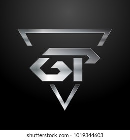 GP Logo, Metal Logo, Silver Logo, Monogram, Polygon