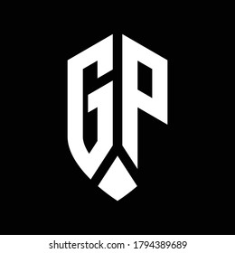 gp logo monogram with emblem shield style design template