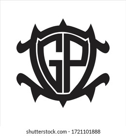 GP Logo monogram isolated with frame shield shape design template