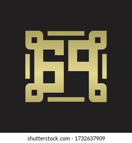 Monograma de logotipo GP con plantilla de diseño de línea de texto