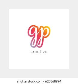 GP logo, vector. Useful as branding, app icon, alphabet combination, clip-art.