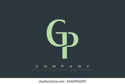 GP Modern Initials Logo Design. Branding logo with stylized initials showcasing bold design and modern aesthetic. Ideal for professional business branding or creative projects focusing on minimalistic