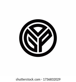 GP monogram logo with circle outline design template isolated on white background