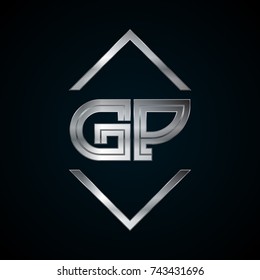 GP Monogram, Metal Logo, Silver Logo