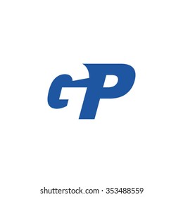 GP negative space letter logo blue
