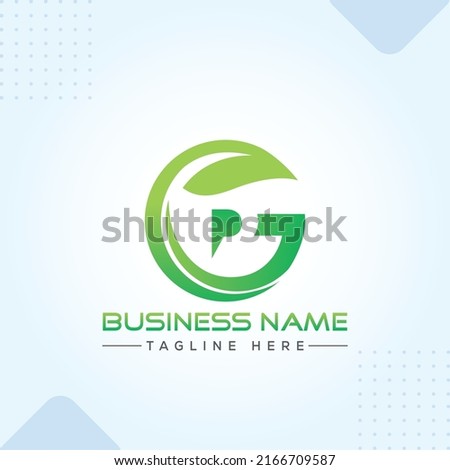 Gp ,Pg Gpo , Pgo Leaf Green Business Logo in Modern Creative Minimal Style Lettering Vector Typographic Design