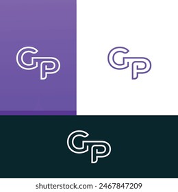 ELEMENTOS de Plantilla de diseño de logotipo de letras GP, PG. Logo de letras digitales abstractas modernas.