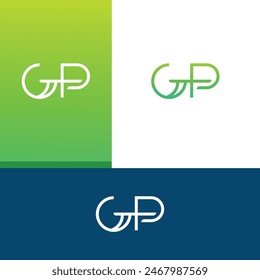 GP, PG letter logo design template elements. Modern abstract digital alphabet letter logo.