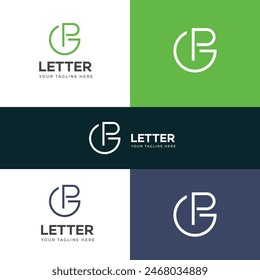 GP, PG letter logo design template elements. Modern abstract digital alphabet letter logo.