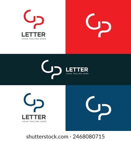 GP, PG letter logo design template elements. Modern abstract digital alphabet letter logo.