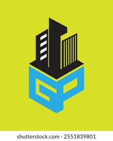 gp real state Hexagon-Vektorbuchstaben-Logo
