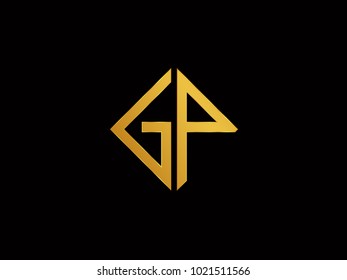 GP square shape gold color logo