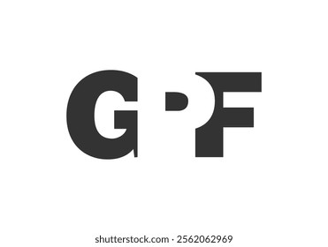 GPF logo design. Initial letter G P F bold font style for tech startups, consulting, corporate branding. Creative company name, headlines typography identity, trendy logotype. Vector illustration.