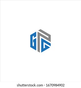 GPG unique monogram , minimalist , simple logo design with blue and grey.