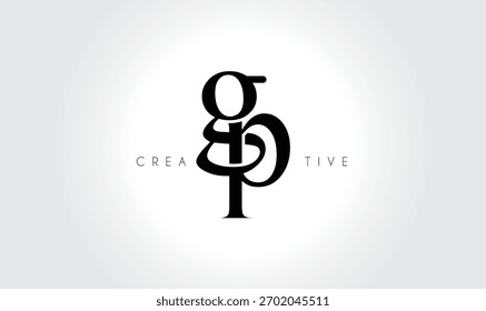 Logotipo elegante del monograma del serif de GPgp – Letra tipográfica minúscula de lujo para la marca moderna