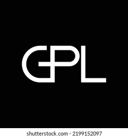 Logotipo vectorial de base inicial GPL. Logotipo combinado de tres letras. Adecuado para empresa, marca, personal, nombre, escuela, oficina, bufete de abogados y organización.