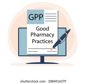 GPP - Acrónimo de Buenas Prácticas Farmacéuticas. fondo de concepto de negocio. concepto de ilustración vectorial con palabras clave e iconos. ilustración con iconos para banner web, volante