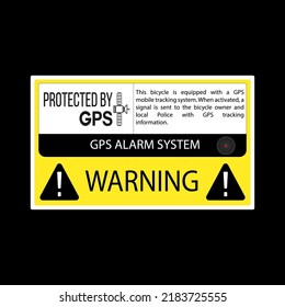 Aviso del sistema de alarma GPS. Protegido por GPS. Bicicleta GPS Sticker Anti Theft Tracking Alarm Safety Decal. Pegatina de aviso de advertencia de alarma de alarma de GPS