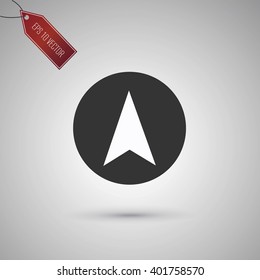 GPS arrow icon isolated on gray. EPS 10 vector.