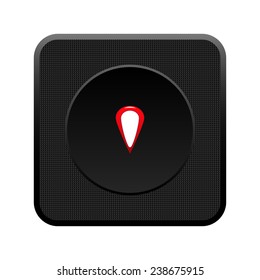 gps black square plastic button, vector, EPS 10