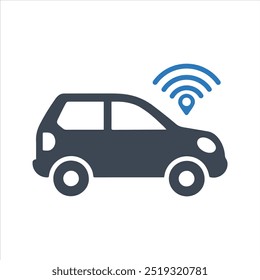 Ícone do rastreador de carro GPS. Sistema de localização de veículos. Localização de um ícone de veículo