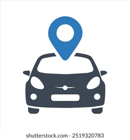 Ícone do rastreador de carro GPS. Sistema de localização de veículos. Localização de um ícone de veículo