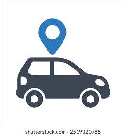 GPS-Auto-Tracker-Symbol. Fahrzeugverfolgungssystem. Position eines Fahrzeugsymbols