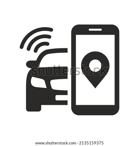 GPS car tracker icon. Vehicle tracking system. Location of a vehicle. Vector icon isolated on white background.